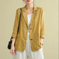 Loose Solid Color Cotton and Linen Small Suit Spring and Summer Linen Top All-match Long-sleeved Casual Temperament Jacket Women