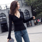 Autumn and Winter Sexy Low-cut Bottoming Shirt Knitted V-neck Tight Sweater Long-sleeved Solid Color Female Top