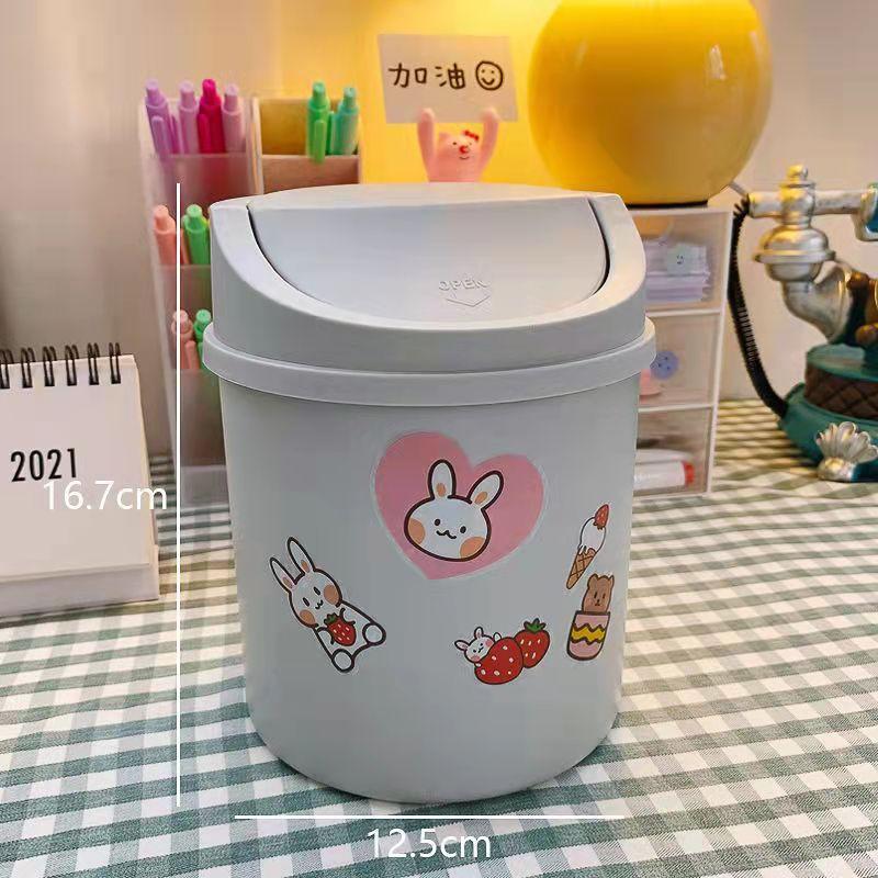 Desktop Trash Can Cute Net Red Mini Girl Ins Covered Small Office Home Simple Nordic Storage Box To Send Sticker Pen Holder Storage Waste Bin