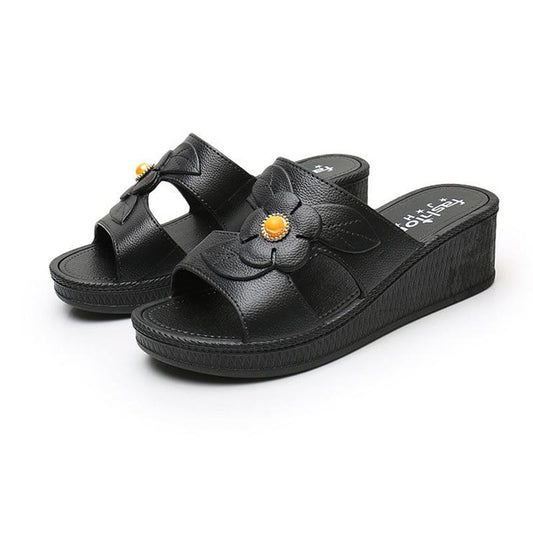 Sandals and Slippers Women Summer Outer Wear Thick Bottom Non-slip Bath Home Beach Shoes Wedge Heel Soft Bottom Ladies Slippers