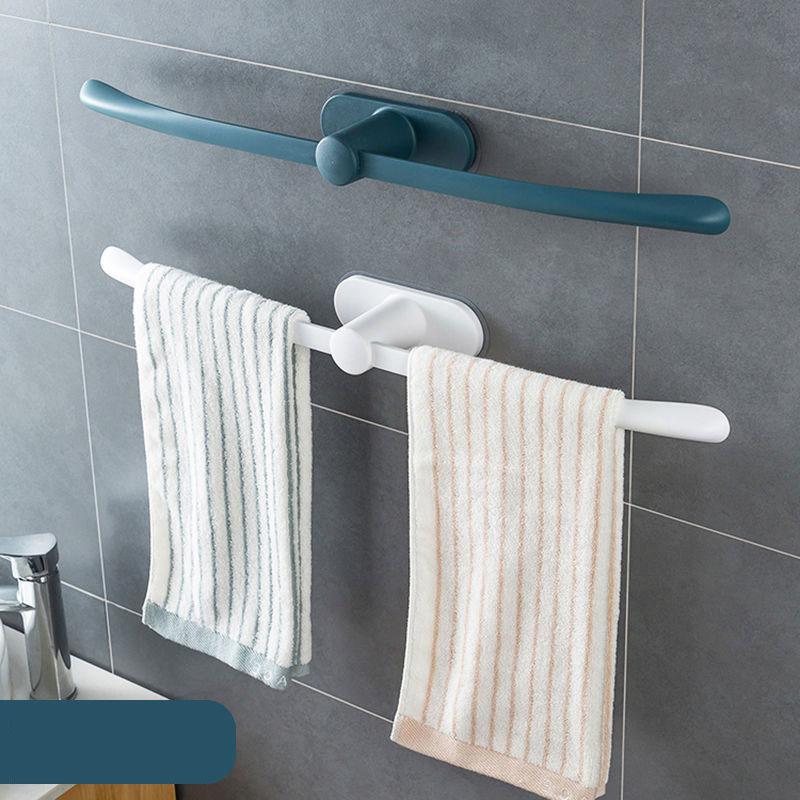 62CM Towel Rack Bathroom Simple And Seamless Storage Rack Bathroom Plastic Bow-shaped Towel Rack Creative Single Rod Towel Rack Slippers Rack Rag Rack