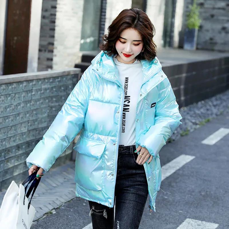 Women's Cotton-padded Clothes Colorful Bright-faced Loose Down Cotton-padded Jacket Fashion Padded Jacket