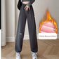 Autumn and Winter Plus Velvet Thick Sports Pants Women's Loose and Thin Wide-leg Straight Pants Gray Leggings Outer Wear Casual Sweatpants