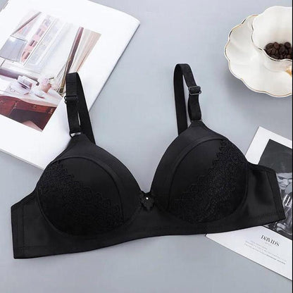 Spring and Summer Thin Breathable Skin-friendly Lace Pattern Without Steel Ring Gather Large Size Women's Underwear Bra
