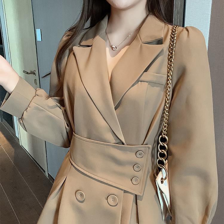 Women's Dress Long Sleeve Turn-down Collar Knee-length Daily Wear Dating Party Office