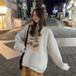 Spring Fall Polyester Flowers Printing Women Sweatshirt Loose O Neck Ladies Chic Female Pullovers