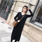V-neck Sweater Women's Outer Wear Fall and Winter Lazy Style Dress Loose Long Knit Sweater Sweater Skirt Soft Fabric