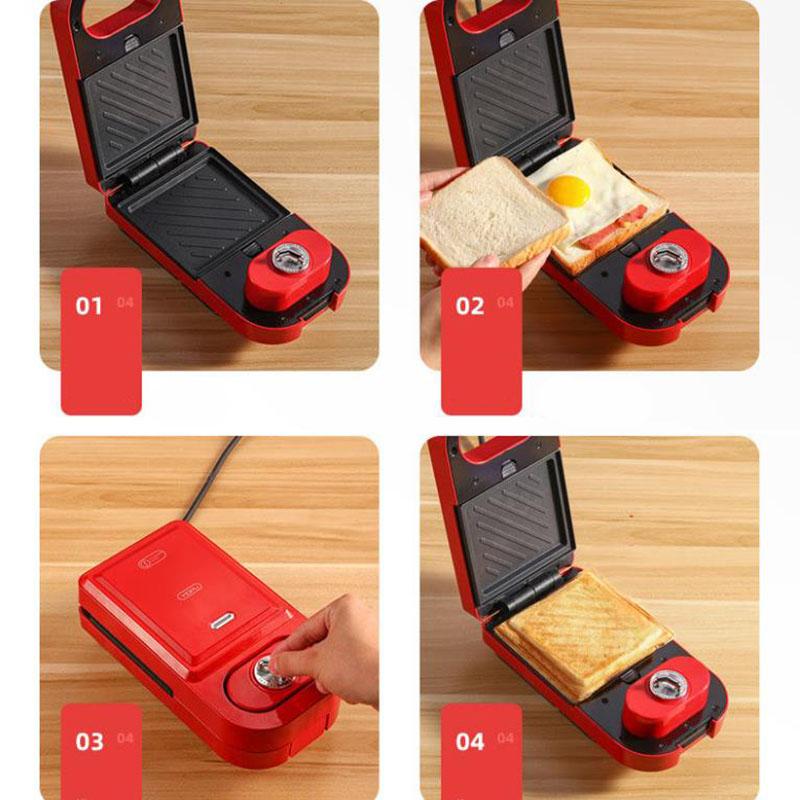 650W Breakfast Sandwich Making Machine with 5 Baking Pan Waffle Maker Bread Maker Barbecue Maker