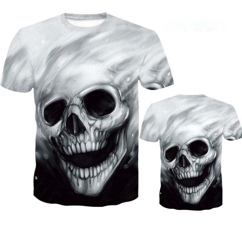 Summer Casual 3d Printed T Shirt Skull Graphic Tees Couple Tops Loose Shirt Pullover