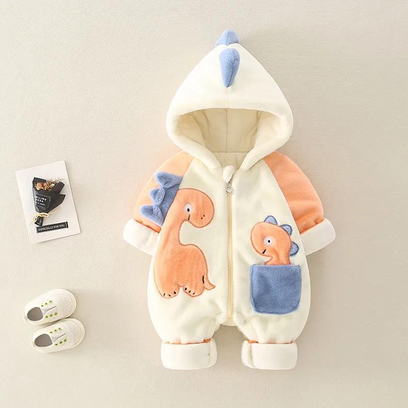Net Red Baby Clothes Winter Clothes Men's and Women's Baby Full Moon Clothes Climbing Clothes Plush Warm Suit Newborn One-piece Clothes