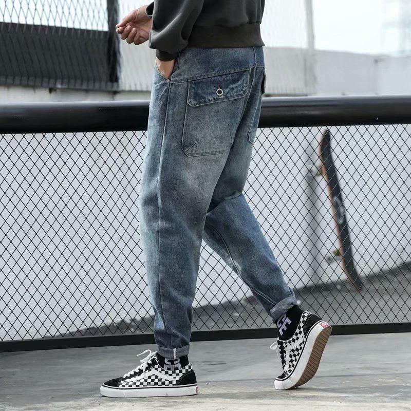 Work Clothes Jeans Men's Loose Trend High-waist Washed Teenager Students All-match Casual Pants