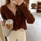 Autumn and Winter Cardigan Sweater European and American Style V-neck Blouse Long Sleeve Pure Color Youth Female Jacket