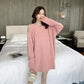 Autumn Loose One-piece Bodysuit Dress Design Sense Beading Strapless Sexy Sweater Pullover Round Neck Long-sleeved Jacket Mid-length Sweater Top