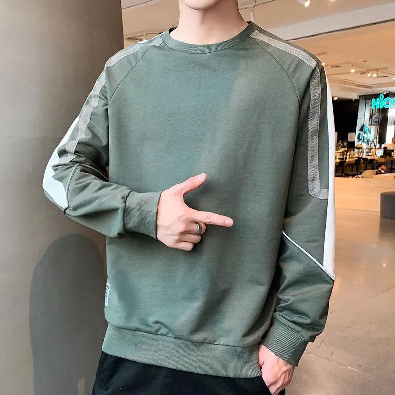 Men's Sweater Spring and Autumn Long Sleeve T-Shirt Autumn Trend Loose Versatile Round Neck Pullover Long Sleeve Men's Autumn Clothes