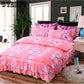 Bedding Set Queen Size Cotton Wedding Bed Dust Ruffle Bed Skirt Flower Plants King Doub