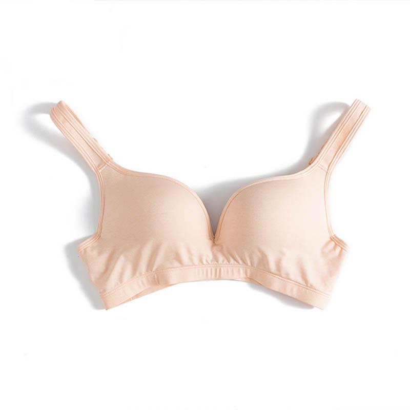 Japanese-style Solid Color No Steel Ring Thickening and Gathering Comfortable Sleep Sports Sweat-absorbing Breathable Fabric Soft Skin-friendly Bra