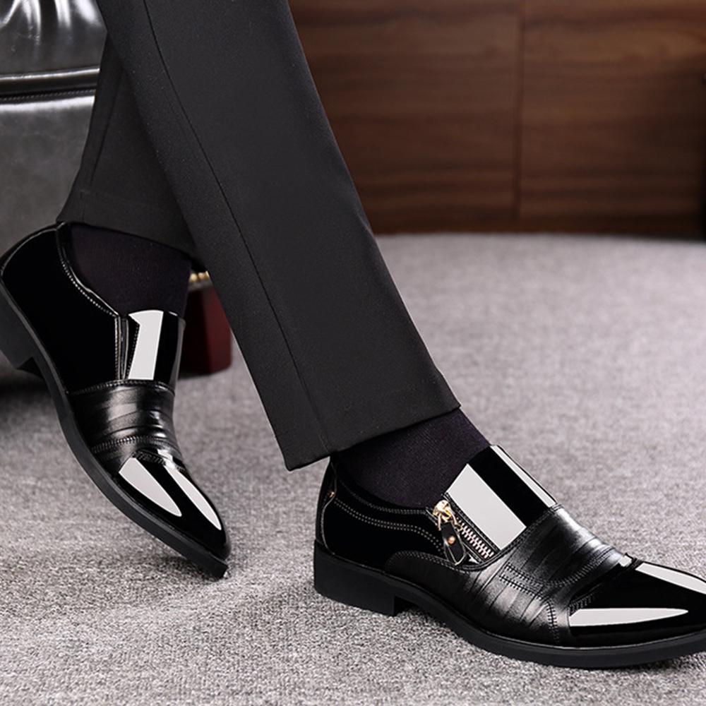 Men's Classic Pointed Toe Business Shoes Slip-on Leather Dress Oxford Shoes