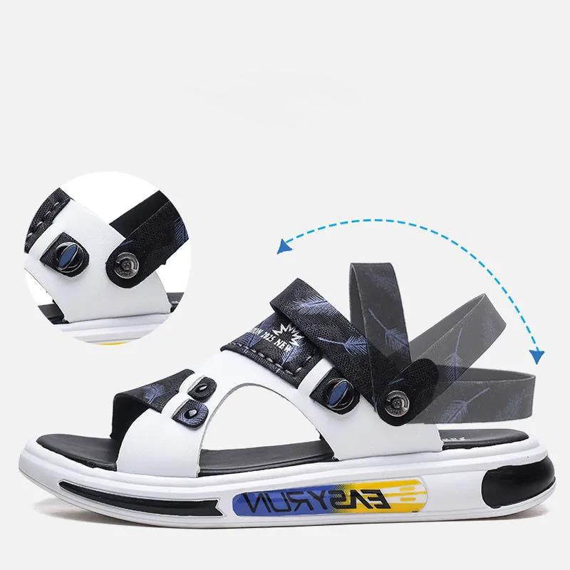 Men's Non-slip Beach Sandals Summer Breathable Personality Dual-use Casual Sports Roman Shoes