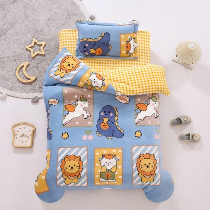 Autumn and Winter Kindergarten Milk Velvet Thick Warm Double-sided Fleece Bed Three-piece Quilt Winter Quilt Baby Nap Quilt