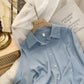 Solid Color Shirt Women's Morandi Long Sleeves Temperatement All-match Simple Shirts Loose Retro Chiffon Lapel Top Button Shirt