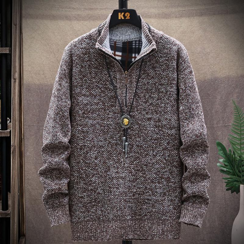 Men's Long-sleeved Turtleneck Sweater Solid Color Fashion Plus Velvet To Keep Warm Sweatshirts Autumn and Winter