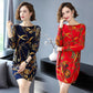 High-end Cashmere Sweater Women Autumn Plus Size Printed Wool Sweater Dress Women Mid-length Knit Dress Outwear