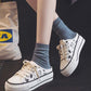 No Heel Half-drag Canvas Shoes Female Cow Korean Students All-match Lazy Thick-soled Increased White Shoes
