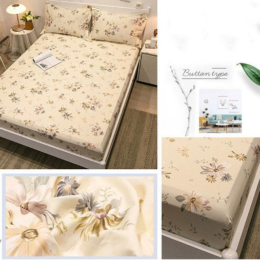 Three-piece Skin-friendly Cotton Bedspread Bed Sheet Pillowcase Non-slip Thick Protective Cover Mattress Cover