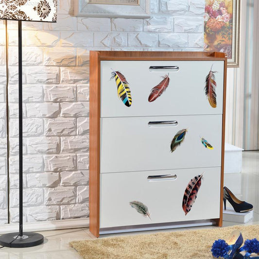 Colorful Feather free stickers Creative bedroom window porch TV decorative wall stickers