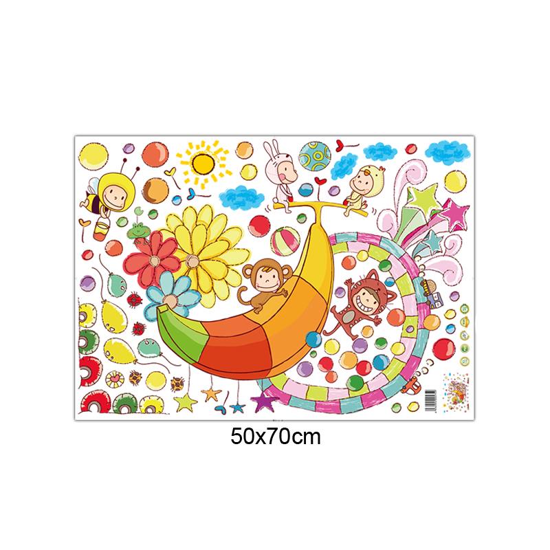 [Wall sticker ]Colorful Banana Amusement Park Monkey Bee Balloon Wall Stickers For Kids Rooms Baby R