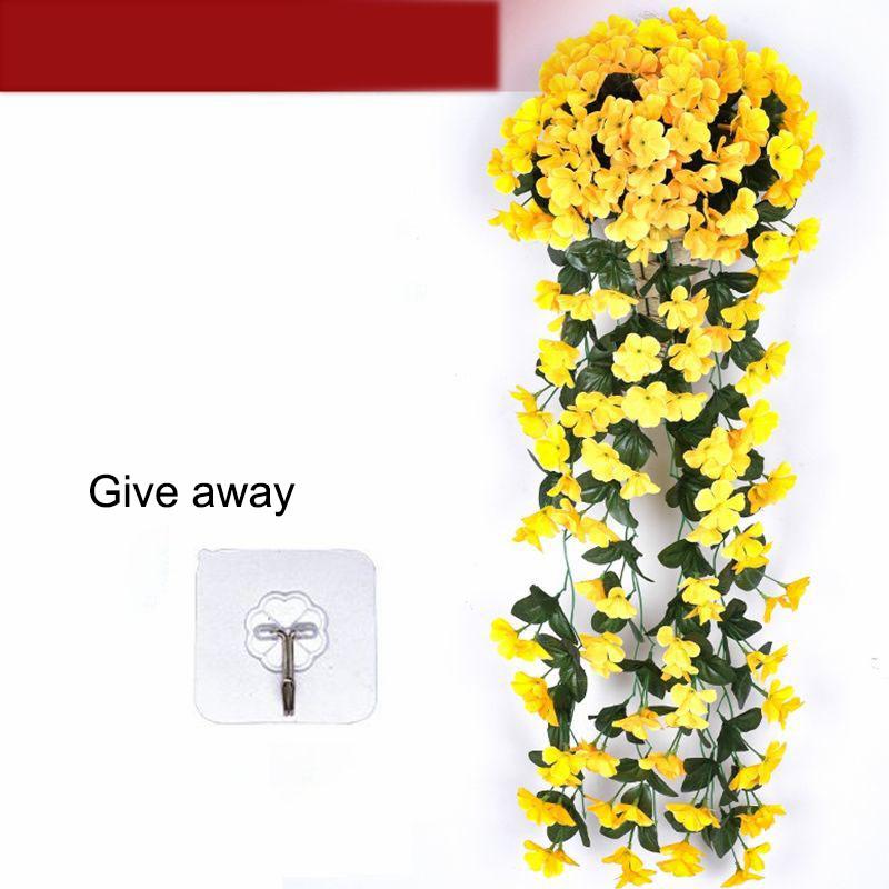 Simulation Violet Fake Flower Living Room Wall Hanging Plant Decoration Hanging Fake Flower Rattan Vine Chlorophytum Hanging Basket