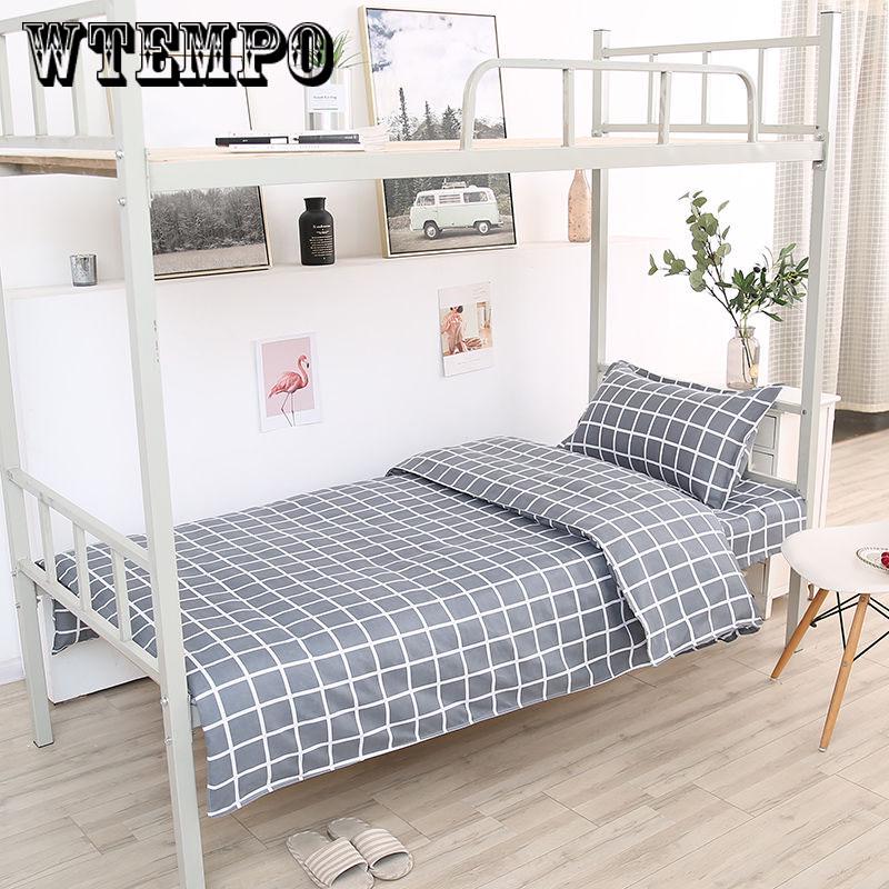 3pcs Geometric Pattern  Bedding Set Student Dormitory Bed Cover Sheet Pillowcase Home Textile Bed Linens High Quality Plaid Stripe Pattern Bedclothes
