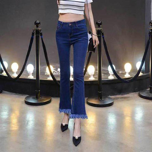 Flare Jeans Woman Denim Trousers High Waist Pants Stretchy Jeans Straight micro horn jeans
