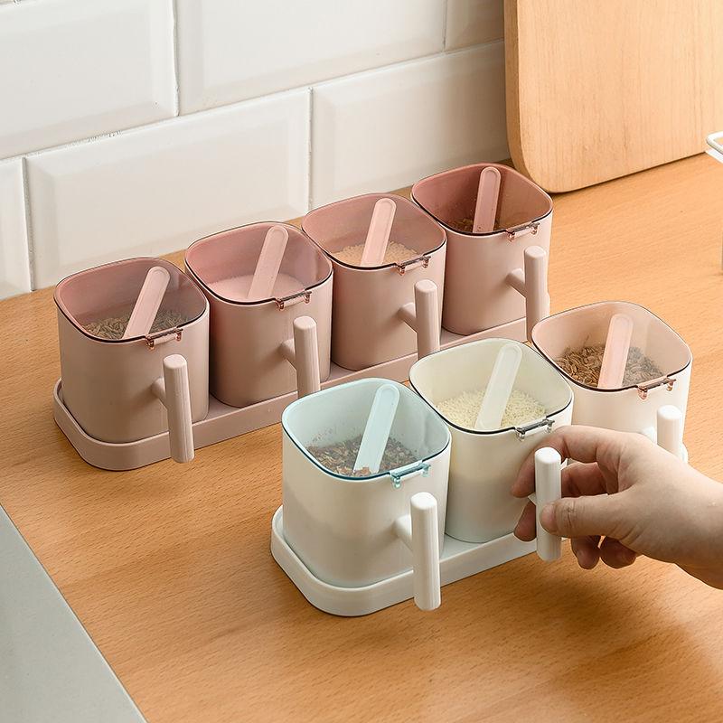Spice Box Set Household Combination Salt Shaker Seasoning Jar Kitchen Supplies Haberdashery Storage Box with Spoon