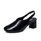 Women's Summer Solid Color Sandals Comfortable Non-slip Wear-resistant Medium Heel Sandals