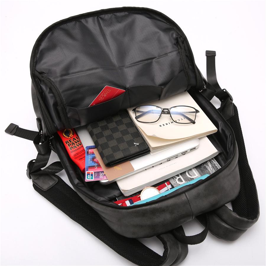 Leather Backpack Men Gray Anti-theft Waterproof Outdoor Travel Bag Student Book Computer Bags