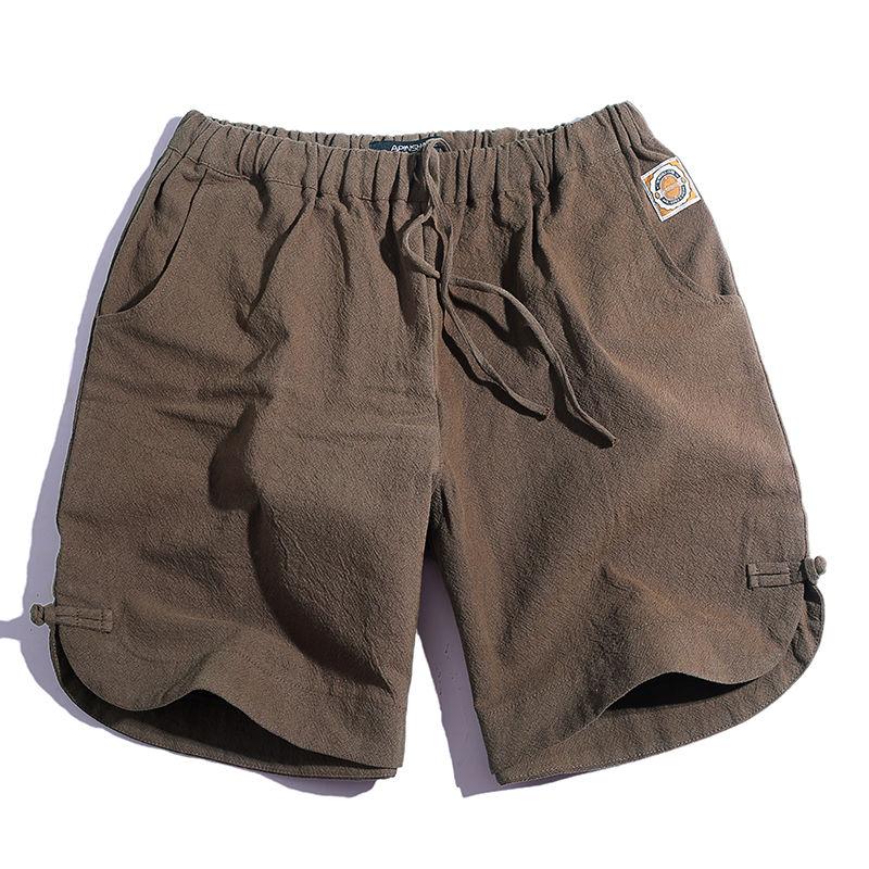 Cotton and Linen Five-point Pants Men's Retro Linen Loose Sports Beach Shorts Youth Pants