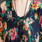 Oversized Retro Women's Cotton Loose Short-sleeved Floral Dress Loose Pleated Kaftan Robe