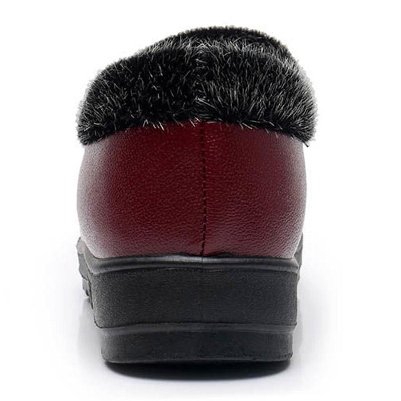 Winter Leather Women's Cotton Shoes Waterproof Cloth Shoes Fleece Warm Cotton Boots