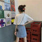 Women Summer High-waisted Skirt Student Casual Anti-light-out Was Thin Mini A-line Denim Short Skirt
