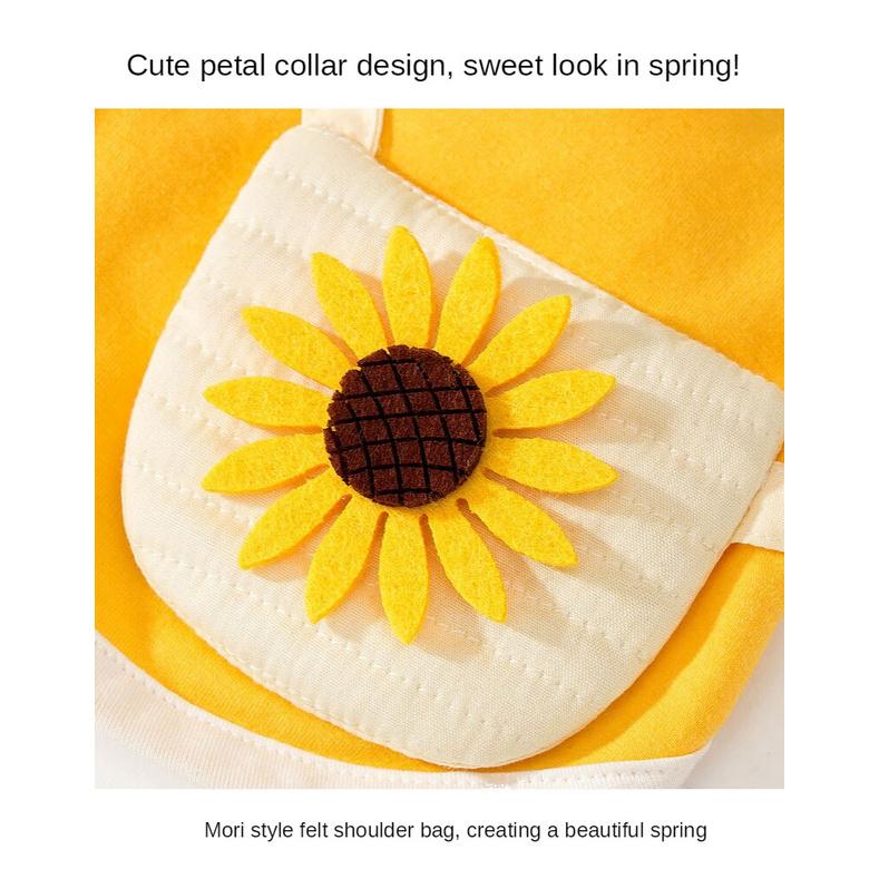 Breathable Thin Puppy Vest Short Skirt Petal Collar Shoulder Bag Cute Sunflower Pet Dog Clothes