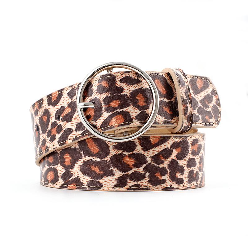 Simple Leopard Belt Lady Casual Wide Belt Square/Round/Heart-shaped