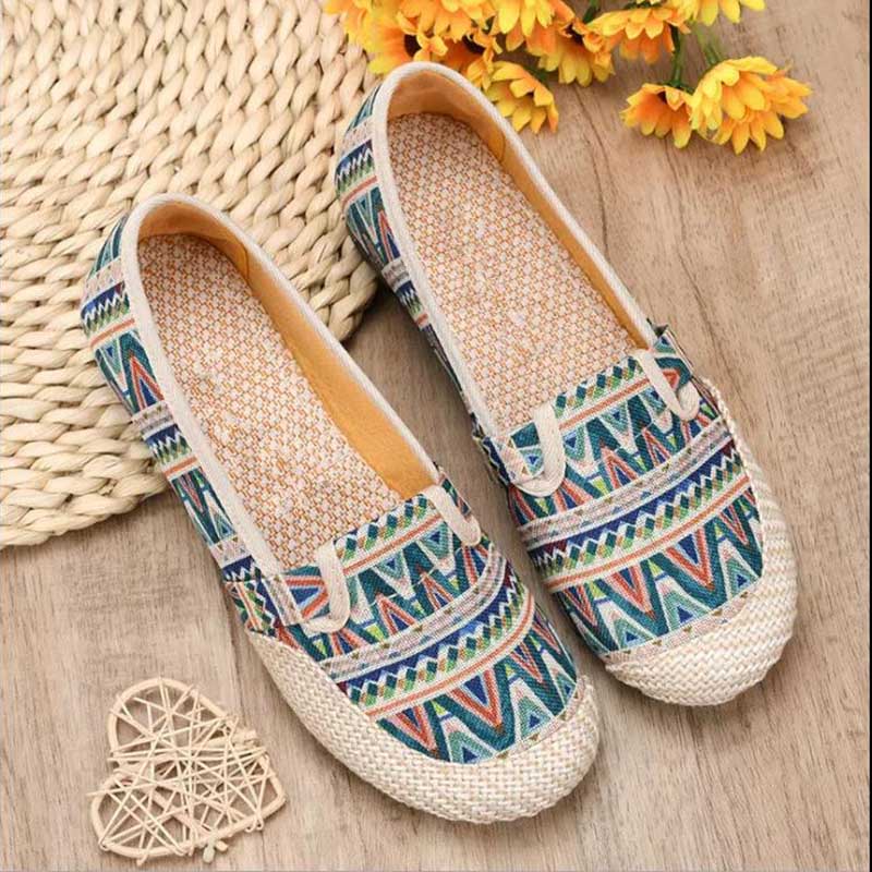 Cloth Shoes Women's Linen Retro Ethnic Style Flat Non-slip Breathable Lazy Shoes