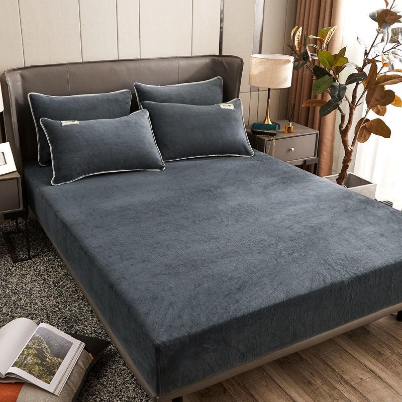 3pcs/set Thick Coral Velvet Mattress Cover Crystal Velvet Bedspread Plus Velvet Flange Winter Warm Bed Cover