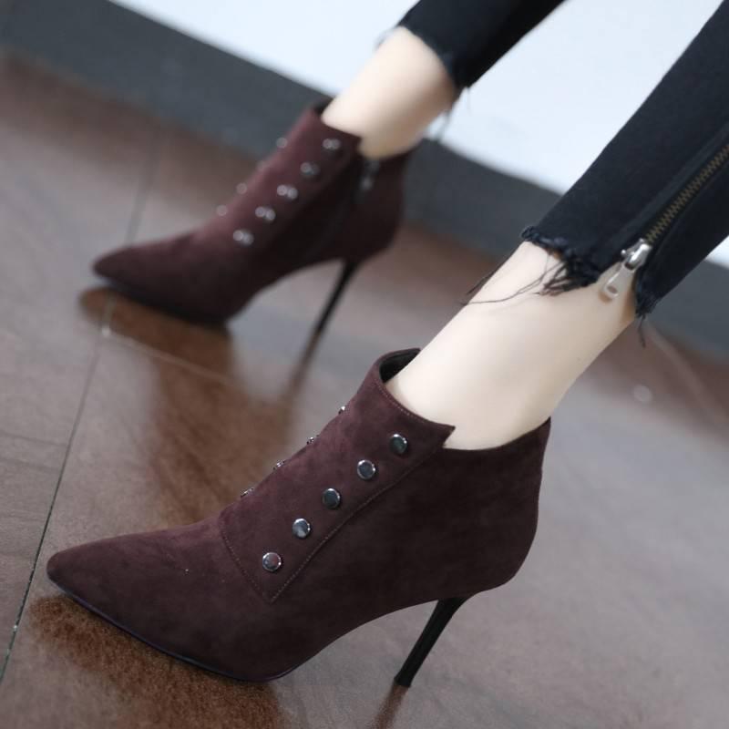 Winter Autumn High Heels Shoes Fashion Pointed Toe Pump Ladies Stilettos Boots Women Ankle Boots