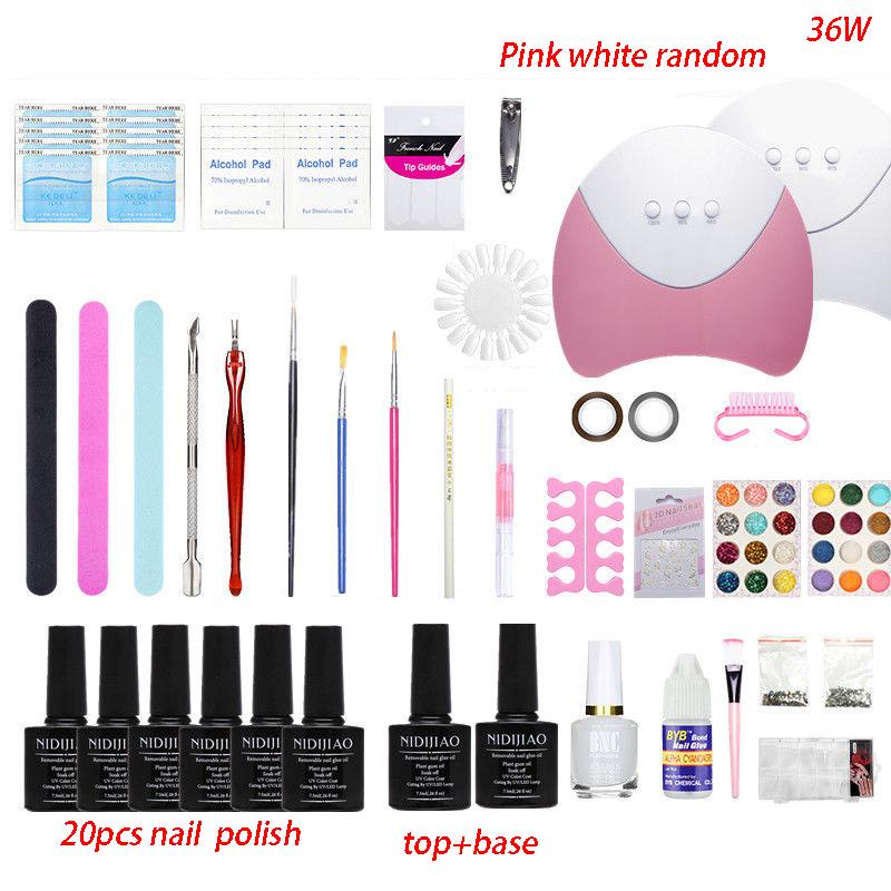 Nail Tool Set Manicure Set 36w LED UV nail Lamp nail dryer set Nail Polish Primer Nail Art Kit