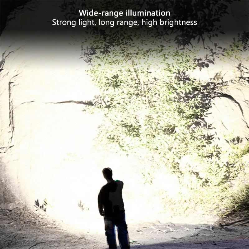 Super Bright 2000mAh ABS Strong Light Focusing Led Flashlight Outdoor Portable Home Built-in Battery Rechargeable Torch