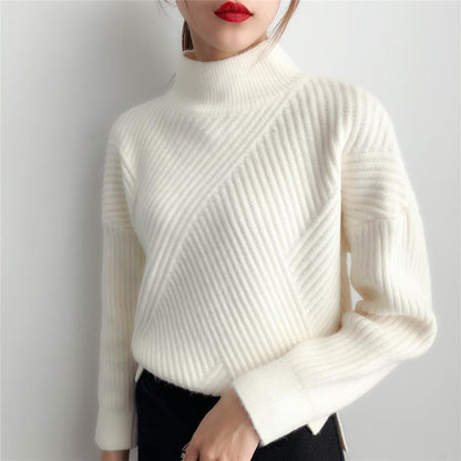 Turtleneck Sweater Women Loose Lazy Style Autumn and Winter Pullover Long-sleeved Thickened Student Bottoming Sweater