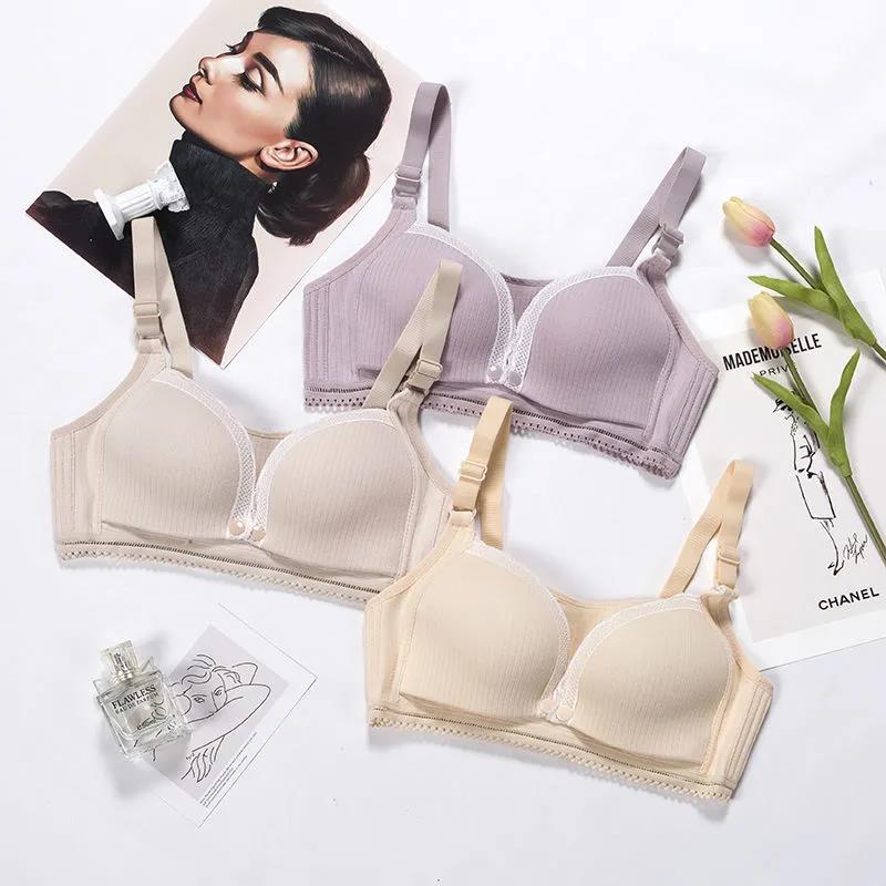 Breast Feeding Underwear Front Open Button Strapless Type Gathering Without Steel Ring Comfortable Non Slip Breast Feeding Postpartum Breast Milk Bra