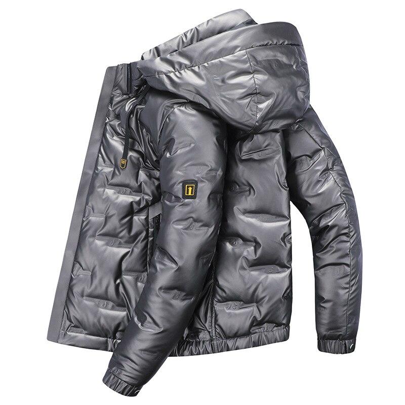 White Down Jacket Men's Thick Winter Hooded Warm Parka Coat Waterproof and Windproof
